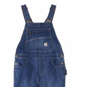 Women’s Carhartt denim overalls.